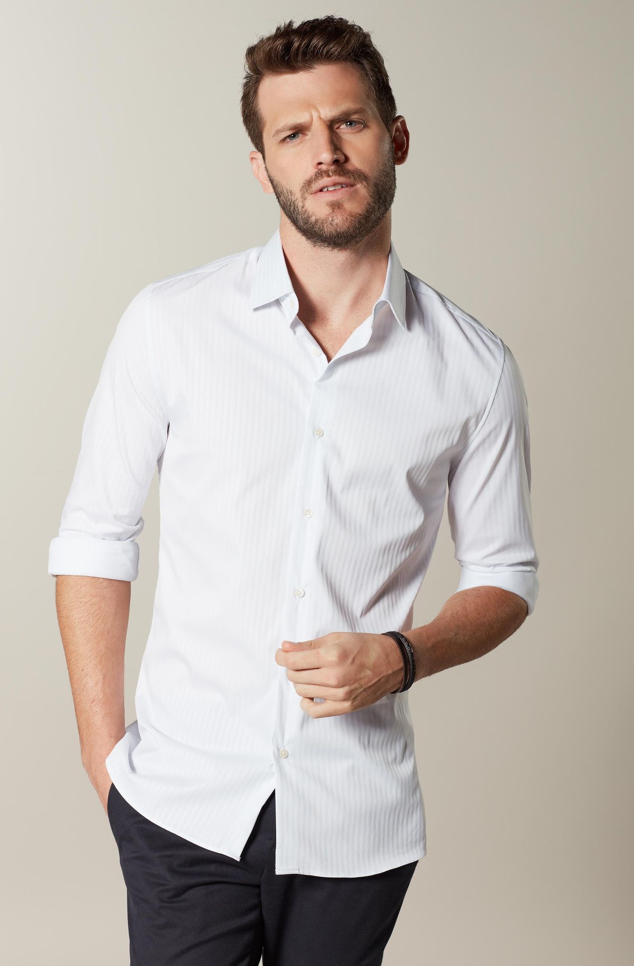 camisa social masculina slim fit branca