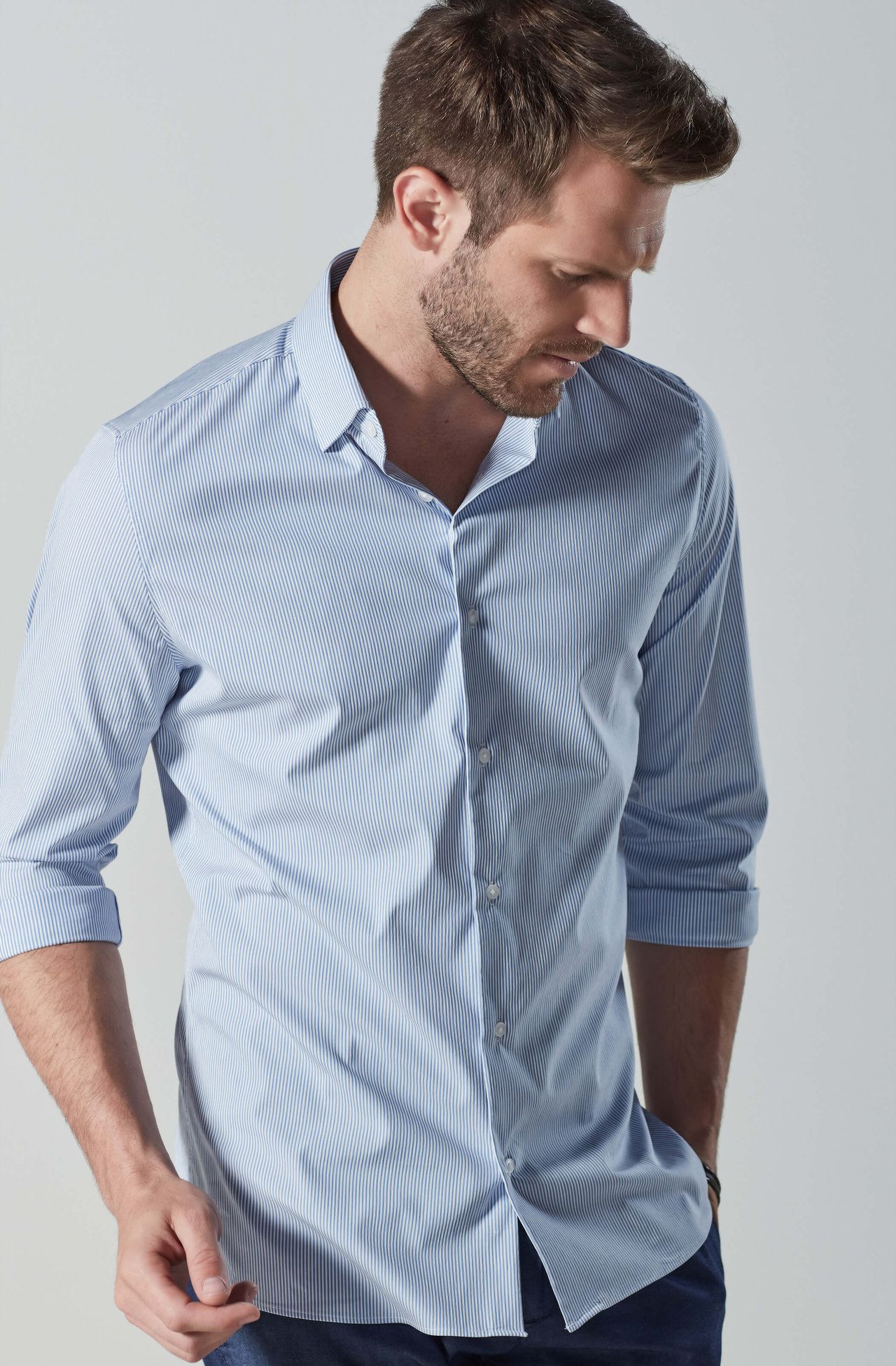 camisa social slim com elastano