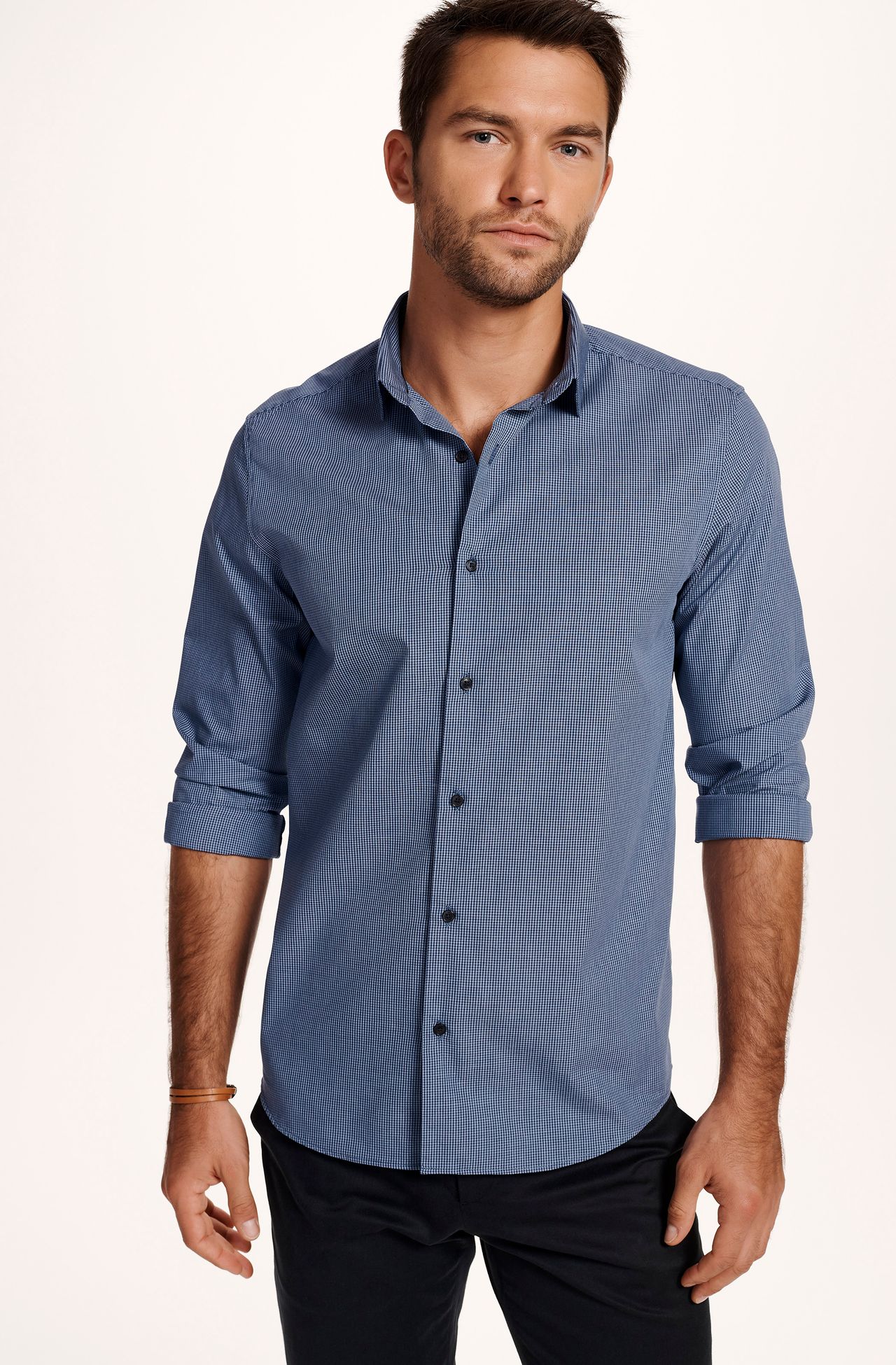 Camisa Work Fio Tinto Micro Xadrez Azul - 2504gwz48802 - vilaromana-mobile